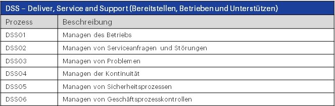 DSS – Deliver, Service and Support (Bereitstellen, Betrieben und Unterstützen) 