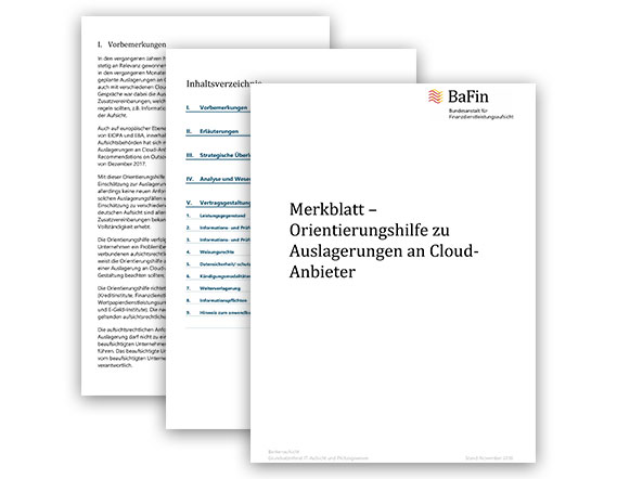 Merkblatt der BaFin als Orientierungshilfe zu Auslagerungen an Cloud-Anbieter